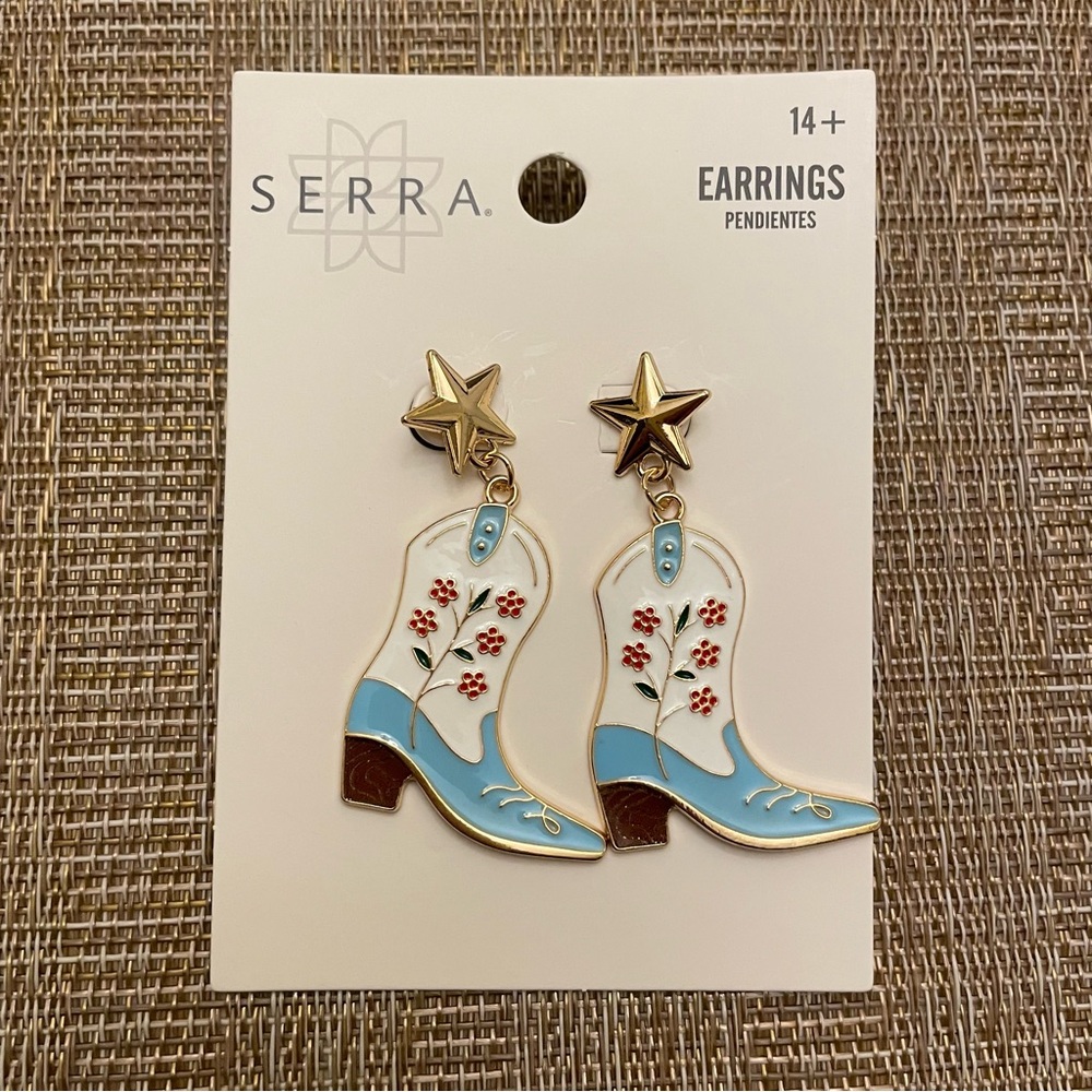 Serra whimisical cowboy boot earrings